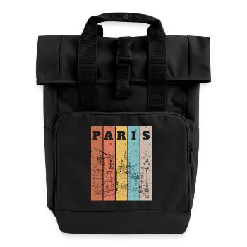 Color of Paris - Roll Top Backpack with Two Handles - black - Front