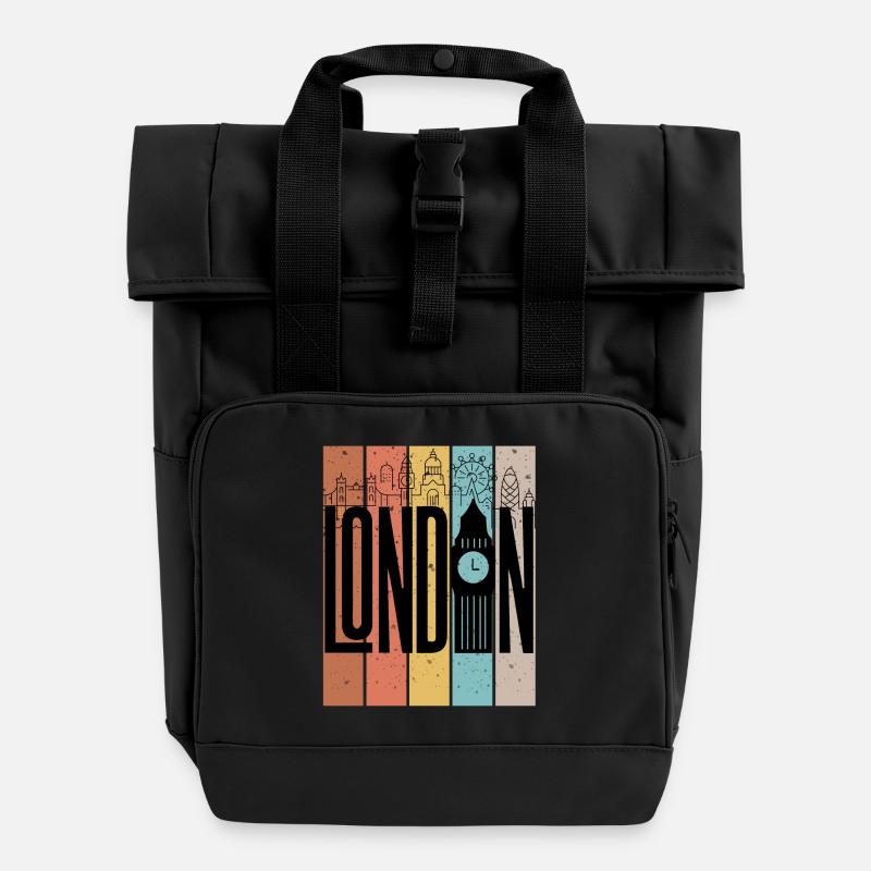 Couleur de Londres - Sac à dos Roll Top à deux anses - noir