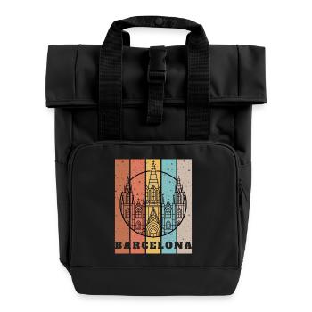 Couleur Barcelone - Sac à dos Roll Top à deux anses - noir - Devant