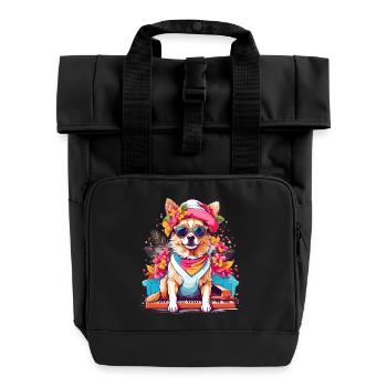 Chien avec piano - Sac à dos Roll Top à deux anses - noir - Devant