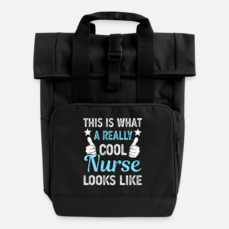 Nurse - Roll Top Backpack with Two Handles - black