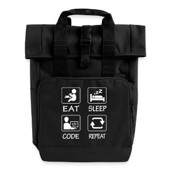 Eat Sleep Code Repeat - Roll Top Backpack with Two Handles - black - Front