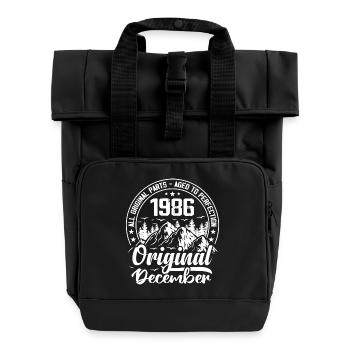 December 1986 Original 38 Years Anniversary Gift - Roll Top Backpack with Two Handles - black - Front