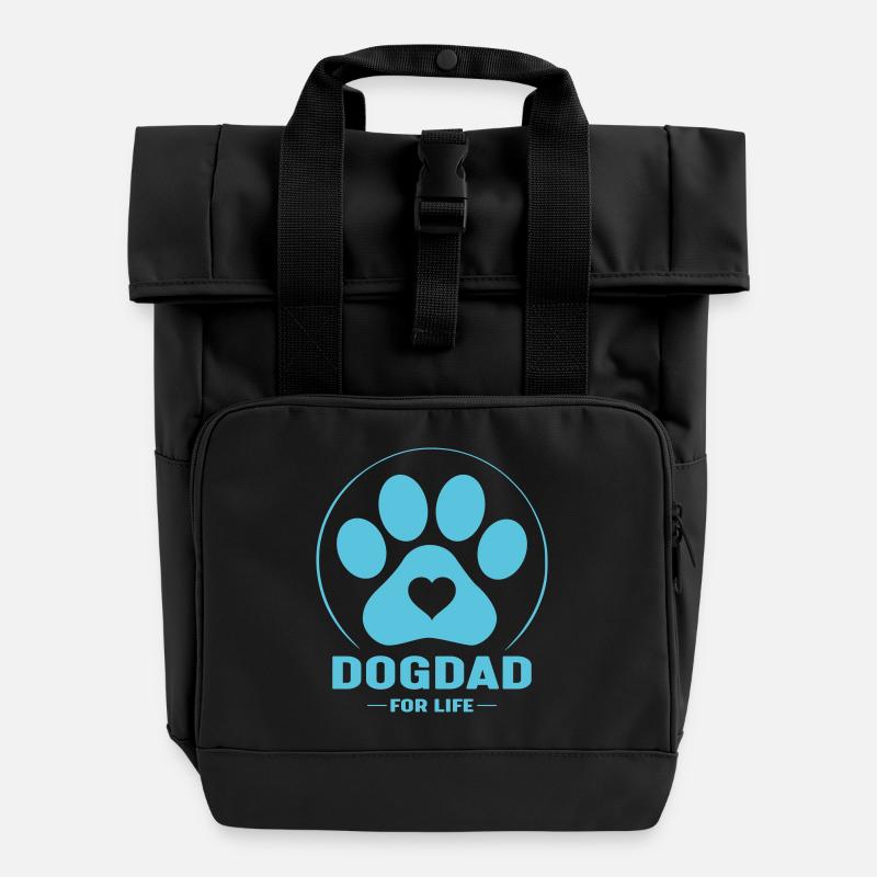 Hundepapa fürs Leben - Rolltop Rucksack mit zwei Griffen - Schwarz