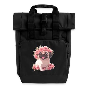 Mops - Rolltop Rucksack mit zwei Griffen - Schwarz - Vorne