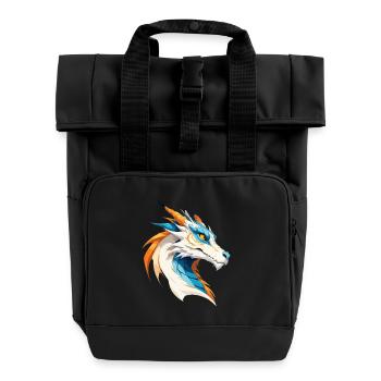 Drachen-Vektor-Kunst mit lebendigen Farben Illustration - Rolltop Rucksack mit zwei Griffen - Schwarz - Vorne
