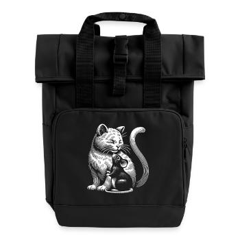 Le chat et la souris dans l’amitié, la paix et l’amour - Sac à dos Roll Top à deux anses - noir - Devant