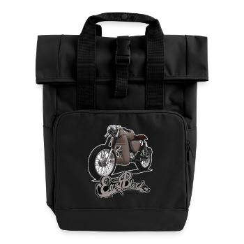 S51 (braun) // Illustration - Rolltop Rucksack mit zwei Griffen - Schwarz - Vorne