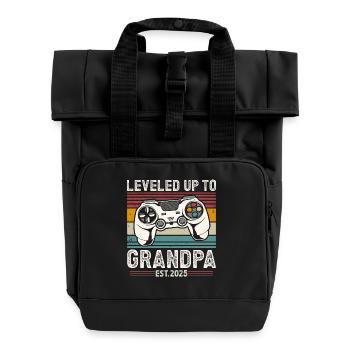 Zum Opa aufgestiegen 2025 - Rolltop Rucksack mit zwei Griffen - Schwarz - Vorne