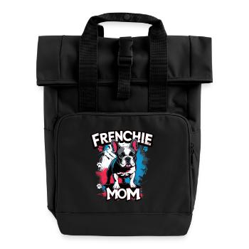 Frenchie Mom - Rolltop Rucksack mit zwei Griffen - Schwarz - Vorne
