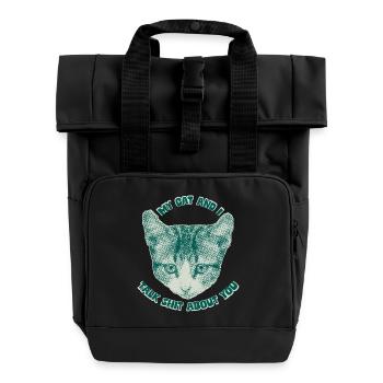 Sassy Cat Talk – Lustiges Katzenmotiv - Rolltop Rucksack mit zwei Griffen - Schwarz - Vorne
