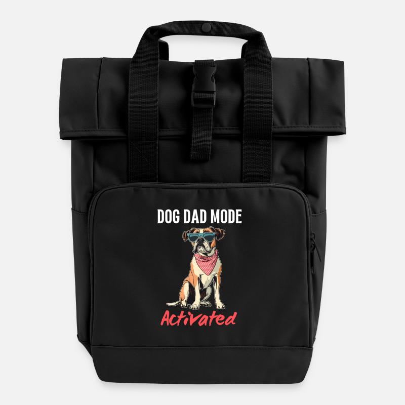Proud Dog Dad T-Shirt – Perfektes Geschenk! - Rolltop Rucksack mit zwei Griffen - Schwarz