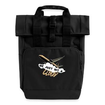 Soar with Fashion – Pilot Enthusiast Gift! - Roll Top Backpack with Two Handles - black - Front