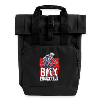 BMX vélo motard cascade freestyle vintage - Sac à dos Roll Top à deux anses - noir - Devant