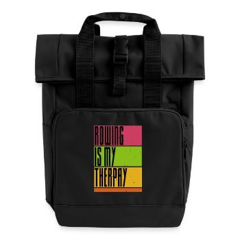Rowing is my Therapy - Rudern - Ruderer - Ruderin - Rolltop Rucksack mit zwei Griffen - Schwarz - Vorne