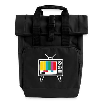 Motif de test Modèle rétro TV - Sac à dos Roll Top à deux anses - noir - Devant