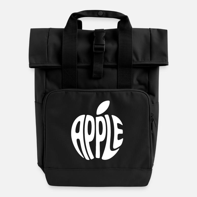 Apple Fruit Word Art - Roll Top Backpack with Two Handles - black
