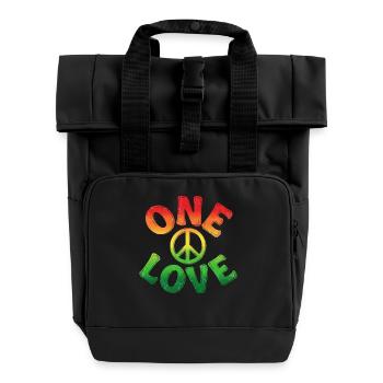 Colorful peace love in reggae look - Roll Top Backpack with Two Handles - black - Front
