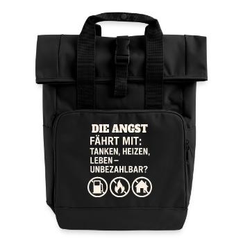Die Angst fährt mit - Rolltop Rucksack mit zwei Griffen - Schwarz - Vorne