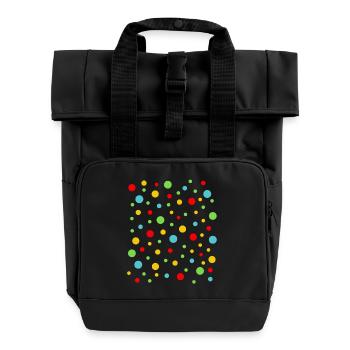 Spotty Dots T-Shirt – Buntes gepunktetes T-Shirt - Rolltop Rucksack mit zwei Griffen - Schwarz - Vorne