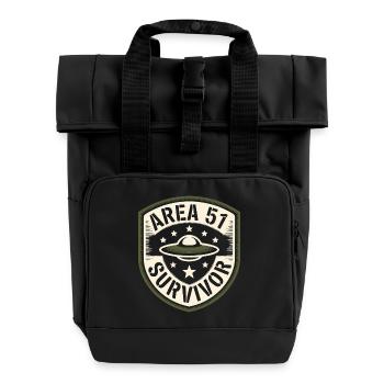 Funny Area 51 Survivor Alien UFO - Roll Top Backpack with Two Handles - black - Front