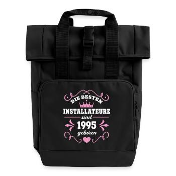 Anniversaire du plombier Né en 1995 Né à 95 ans - Sac à dos Roll Top à deux anses - noir - Devant