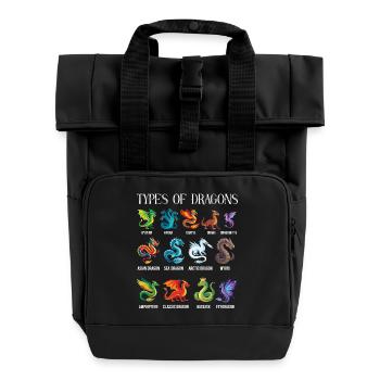 Types Of Dragons Lover Fantasy - Roll Top Backpack with Two Handles - black - Front