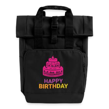 Layered Birthday Cake Emblem - Roll Top Backpack with Two Handles - black - Front