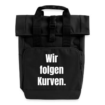 We follow curves - Roll Top Backpack with Two Handles - black - Front