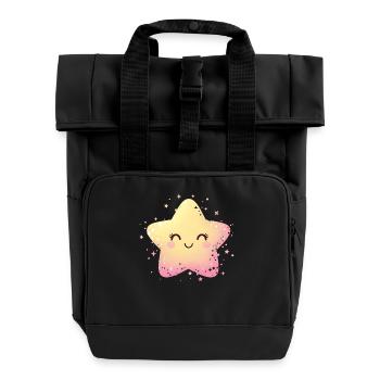 Pastellstern Kawaii Glanz - Rolltop Rucksack mit zwei Griffen - Schwarz - Vorne