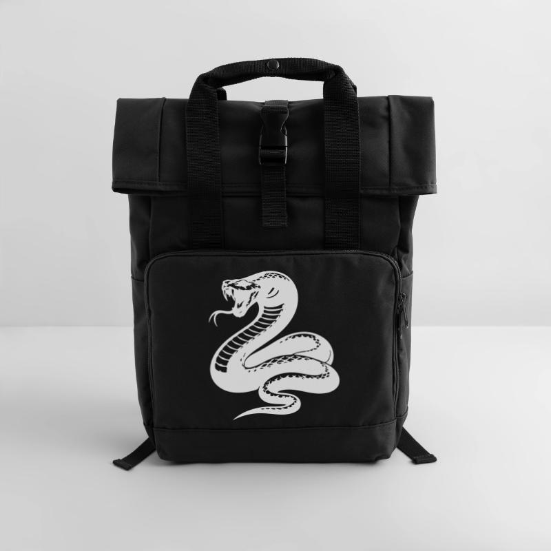 Snake Python Silhouette Roll Top Backpack with Two Handles