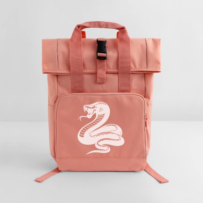 Snake Python Silhouette Roll Top Backpack with Two Handles