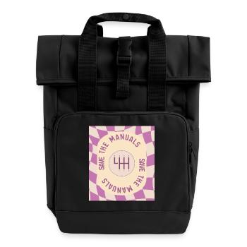 Save The Manuals Design for Petrolheads - Purple - Roll Top Backpack with Two Handles - black - Front