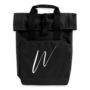W - Roll Top Backpack with Two Handles - black - Front