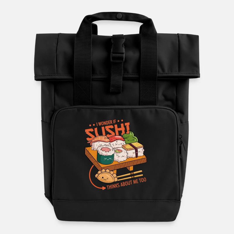 Sushi-Freunde - Rolltop Rucksack mit zwei Griffen - Schwarz