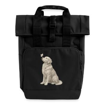 Golden Retriever Geschenk für Hundefans - Rolltop Rucksack mit zwei Griffen - Schwarz - Vorne