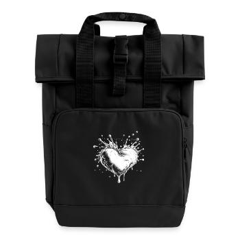 Splash style heart - Roll Top Backpack with Two Handles - black - Front