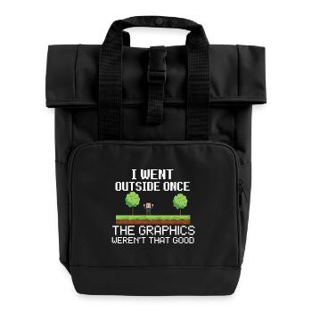 Ich ging einmal nach draußen - Rolltop Rucksack mit zwei Griffen - Schwarz - Vorne