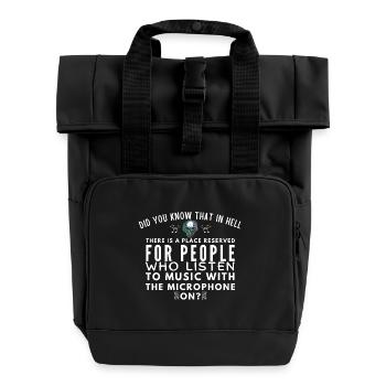 Das Mikrofon an - Rolltop Rucksack mit zwei Griffen - Schwarz - Vorne