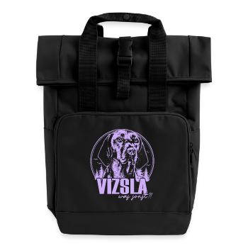 Magyar Vizsla Hunting Dog - Roll Top Backpack with Two Handles - black - Front