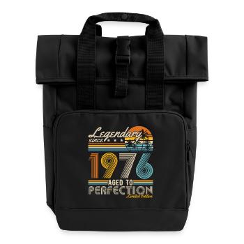 Legendary Since 1976 Vintage Birthday Retro - Roll Top Backpack with Two Handles - black - Front