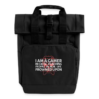 Ich bin ein Gamer - Rolltop Rucksack mit zwei Griffen - Schwarz - Vorne
