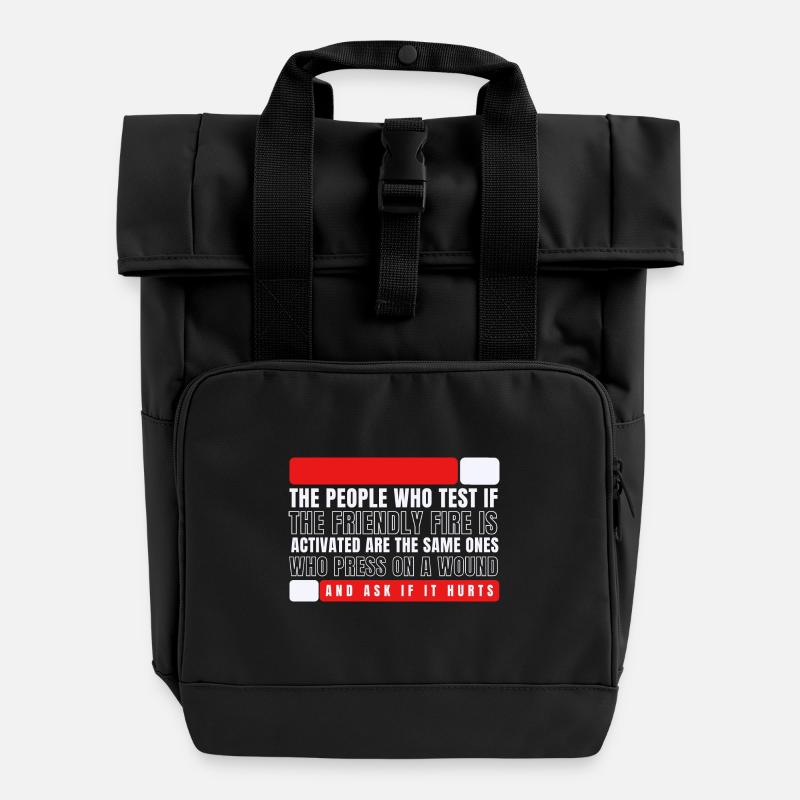 Friendly Fire aktiviert - Rolltop Rucksack mit zwei Griffen - Schwarz