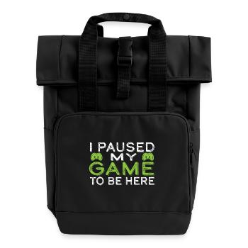 Paused game - Roll Top Backpack with Two Handles - black - Front