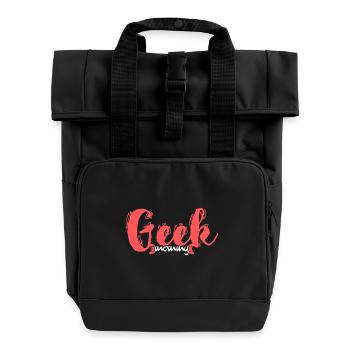 Geek Mommy - Roll Top Backpack with Two Handles - black - Front