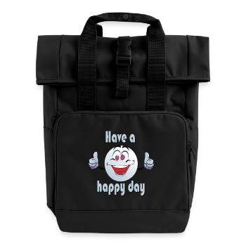 Bonne journée - Smiley - Sac à dos Roll Top à deux anses - noir - Devant