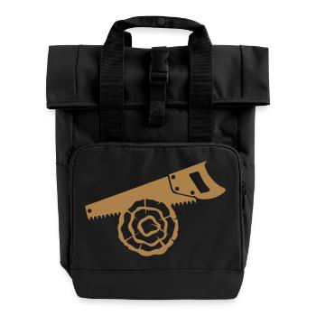 Säge Holz Log Zweig - Rolltop Rucksack mit zwei Griffen - Schwarz - Vorne