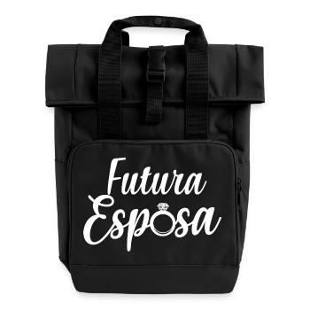 Futura Esposa Engagement Bridal Shower Wedding - Roll Top Backpack with Two Handles - black - Front