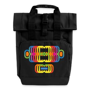Monkey Color Rainbow - Roll Top Backpack with Two Handles - black - Front