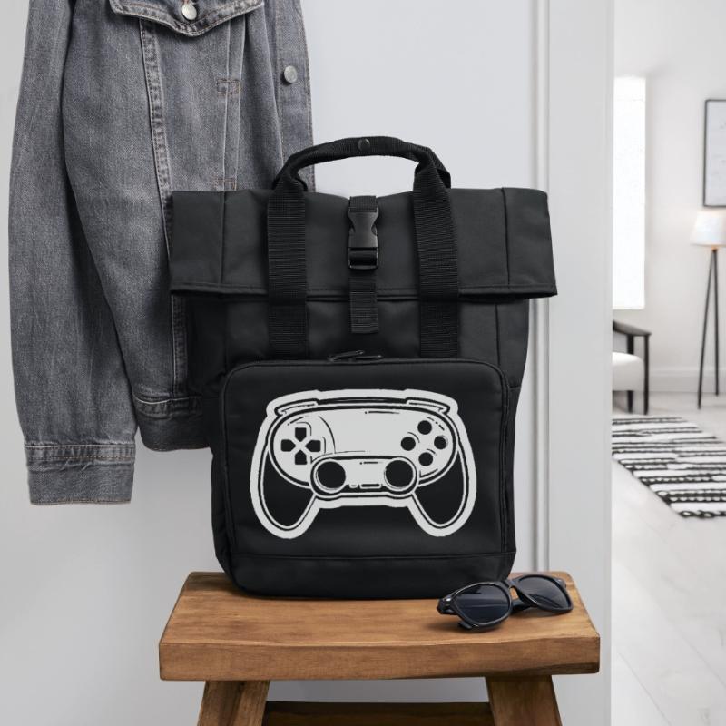 Videospiel Controller Zeichnung Rolltop Rucksack mit zwei Griffen